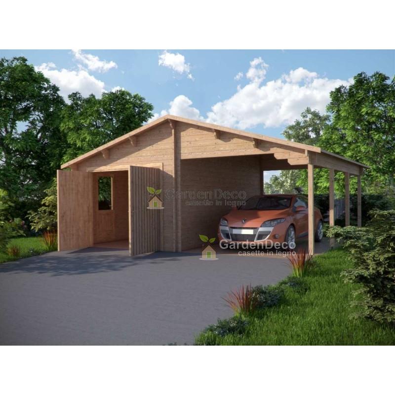 garage in legno con tettoia 6800x560 45mm 1
