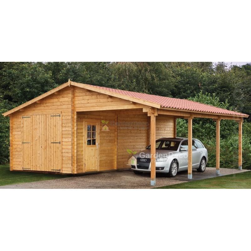 garage in legno con tettoia 6800x560 45mm 2